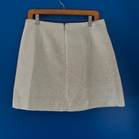 NWT J. Crew Collection Metallic Velvet Buttons Silver Mini Skirt - Size 8 - Picture 8 of 8